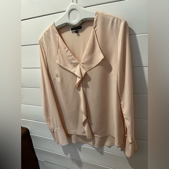 MELANIE LYNE Pale Salmon Ruffle Blouse – Size 12 - Picture 4 of 9